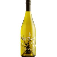 An image of a Burgundy style amber-glass bottle with black screwcap- this is Carol Shelton's Wild Thing Viognier. An enticing wild vine crawls up the side of the bottle in a screenprint- very iconic.